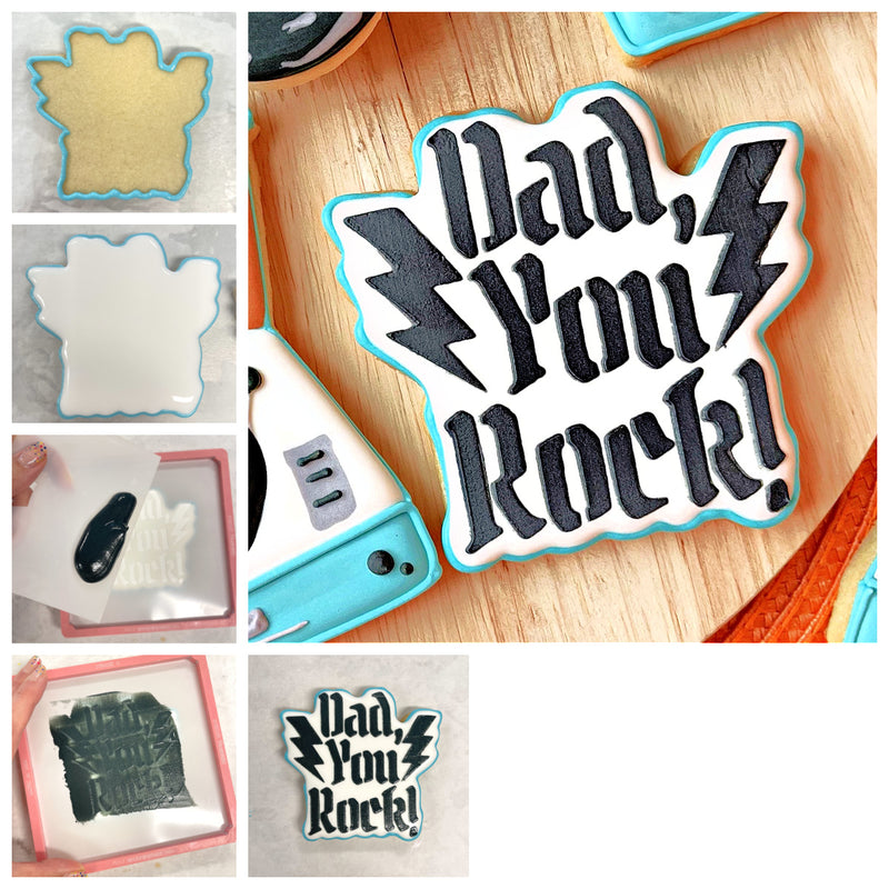Dad Rocks Cookie Cutter with Stencil