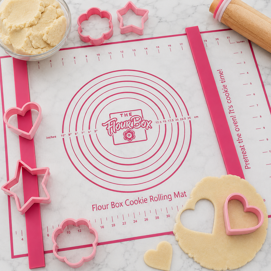 Flour Box Cookie Rolling Mat and 2 Pastry Sticks