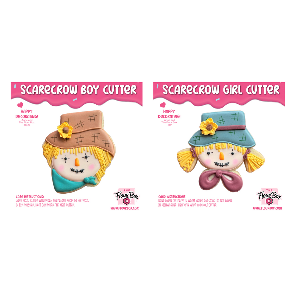 Scarecrow Boy & Girl Face Cookie Cutter Set