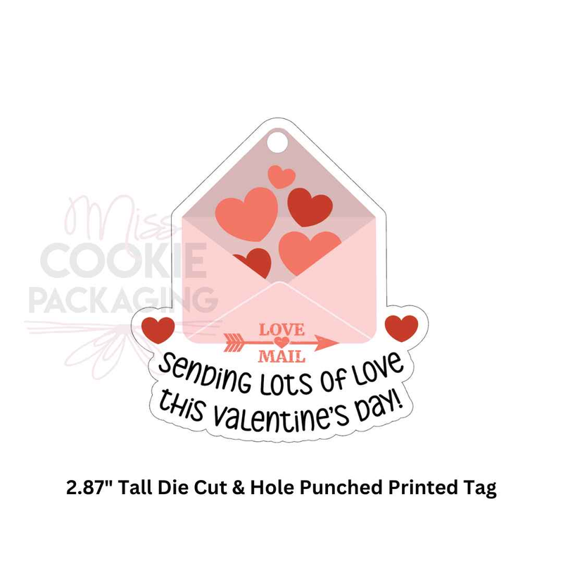 Sending Lots of Love Letter Die Cut Cookie Tag 2.6" x  2.9" - QTY 25
