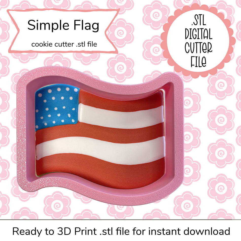 Simple Waving Flag Cutter STL File (digital file)