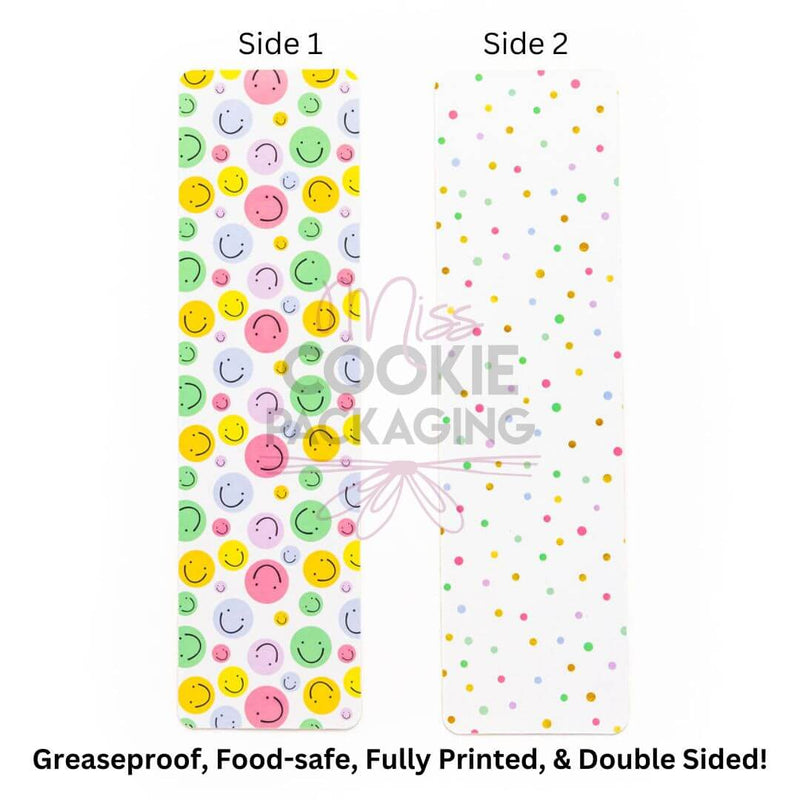 Smiley Faces Colorful Dots Cookie BAG Backer Card - 2.625" x 9.5" - QTY 25