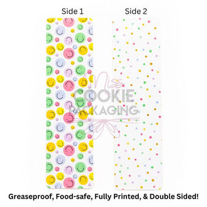 Smiley Faces Colorful Dots Cookie BAG Backer Card - 2.625" x 9.5" - QTY 25