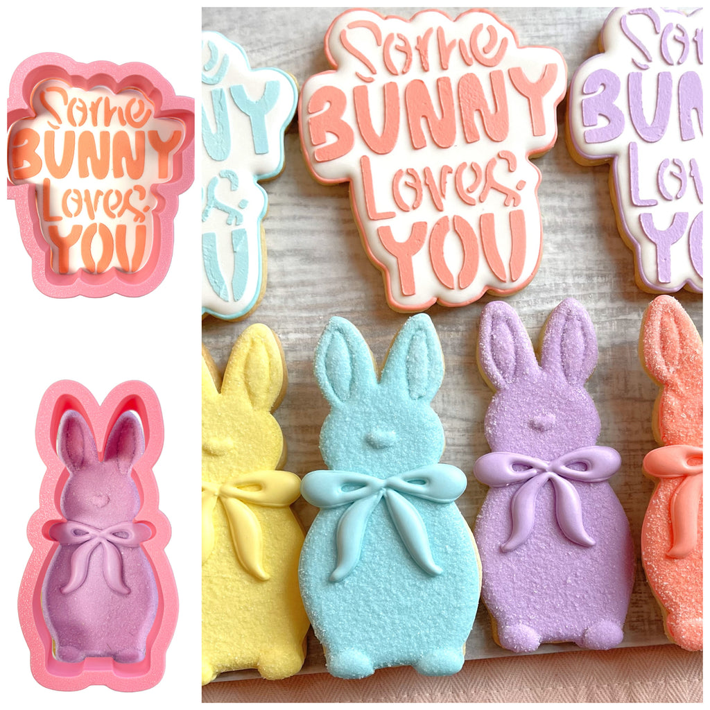 Some Bunny Loves You Cookie Cutter with Stencil BUNDLE