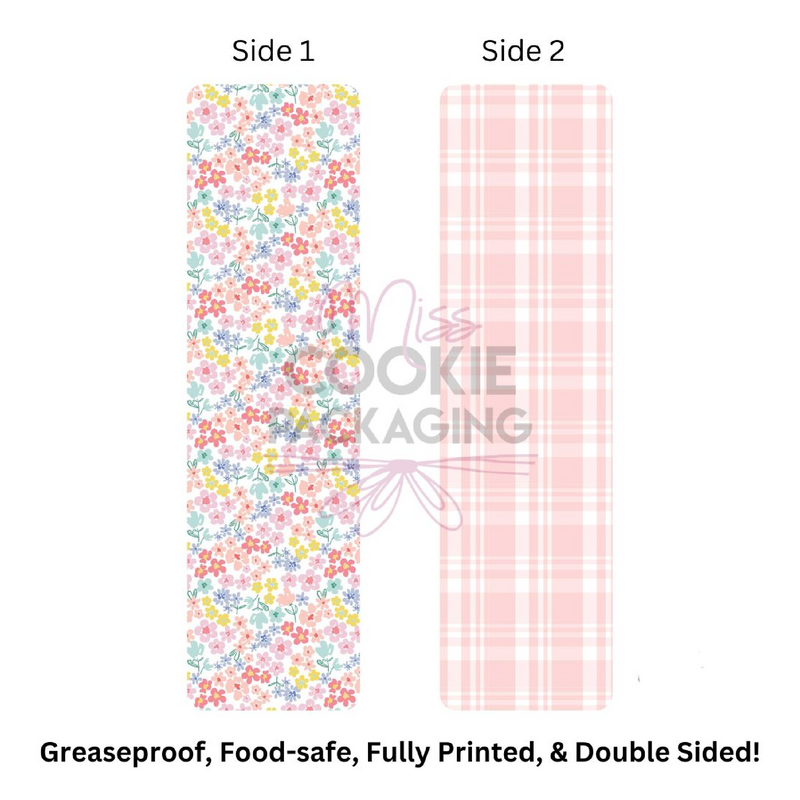 Spring Floral Cookie BAG Backer Card - 2.625" x 9.5" - QTY 25