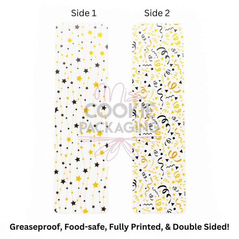 Star Banner Confetti Cookie BAG Backer Card - 2.625" x 9.5" - QTY 25