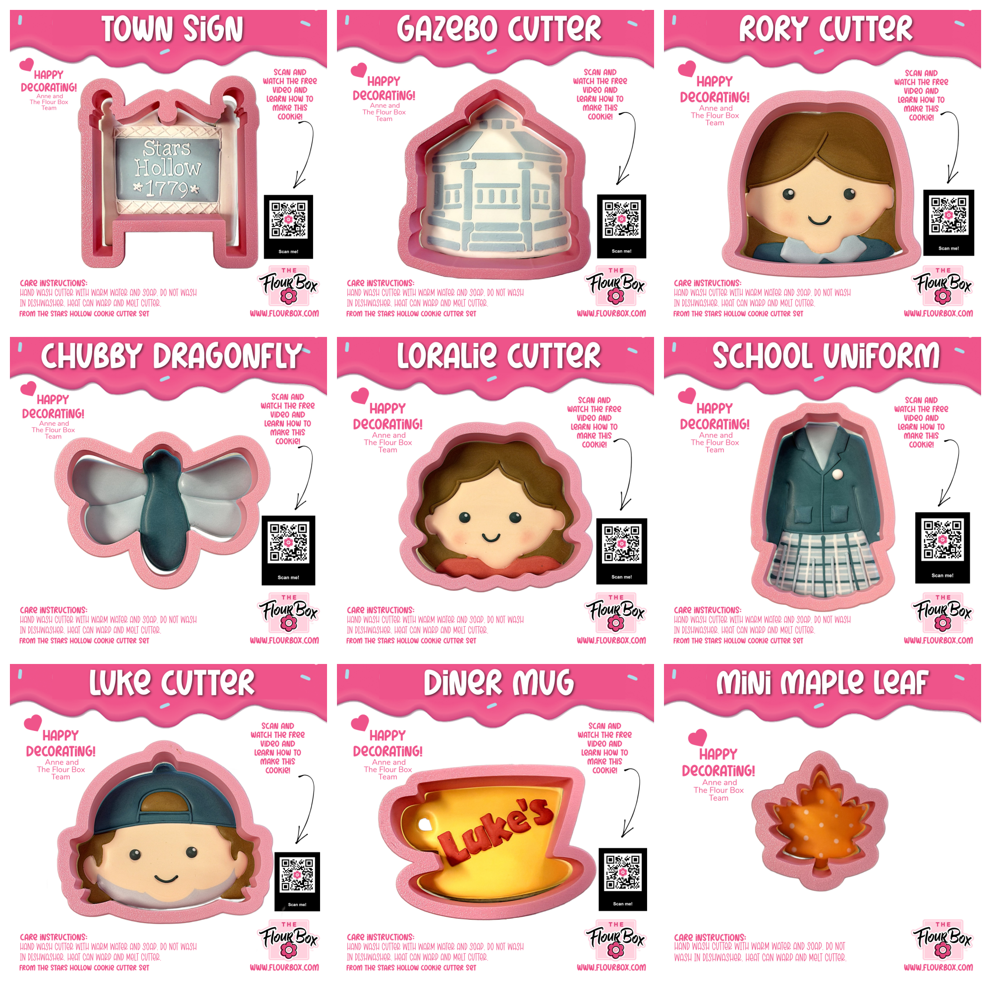 Stars Hollow Cookie Cutter with Stencil Bundle (9 Cutters)