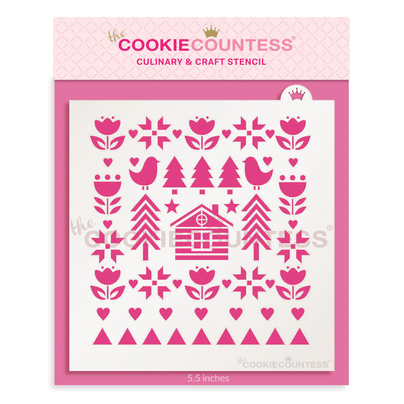 Scandi Folk Art Design Stencil