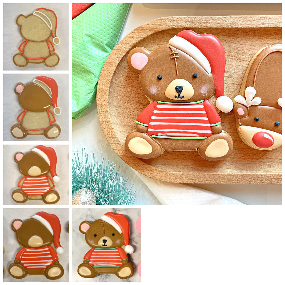 Teddy Bear with Santa Hat Cookie Cutter