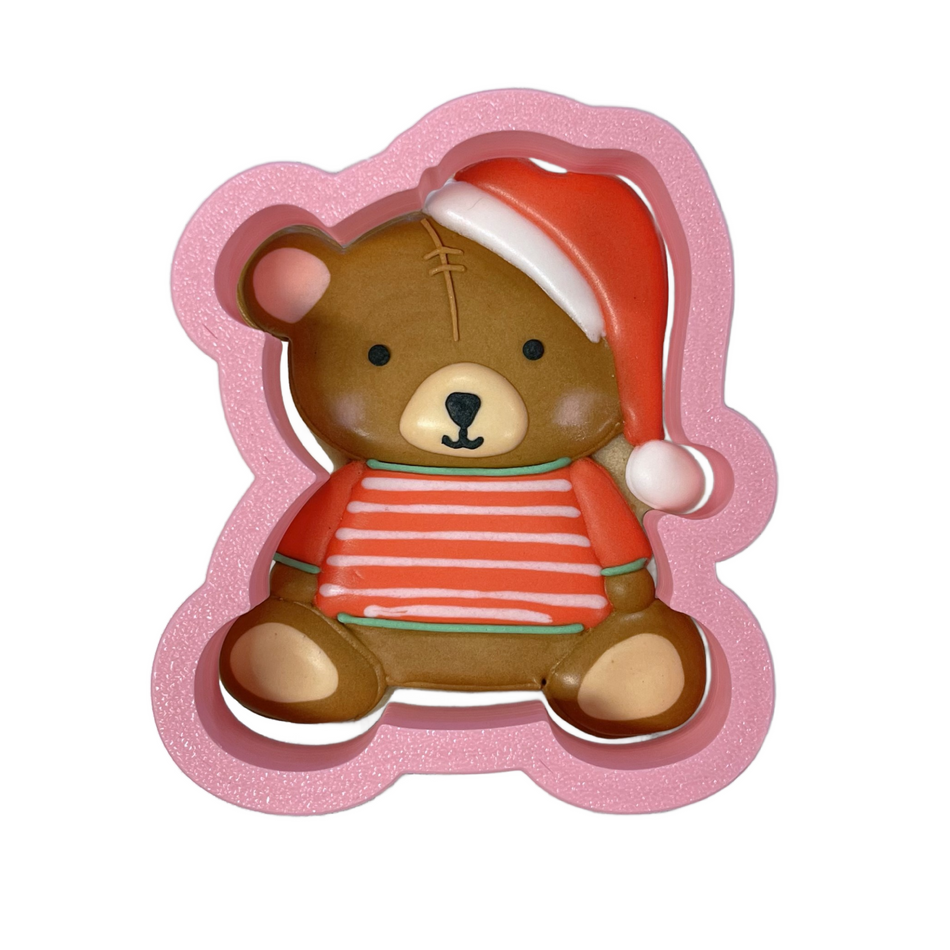 Teddy Bear with Santa Hat Cookie Cutter