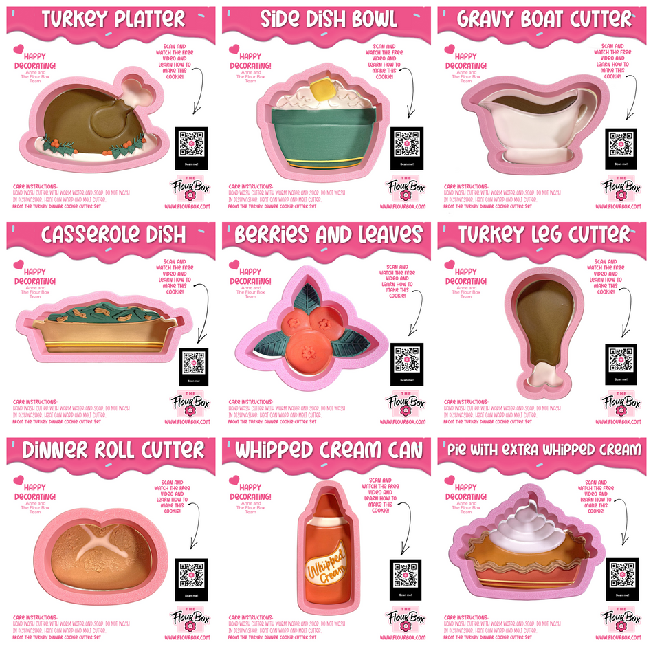 Turkey Dinner Cookie Cutter BUNDLE (9 cutters)