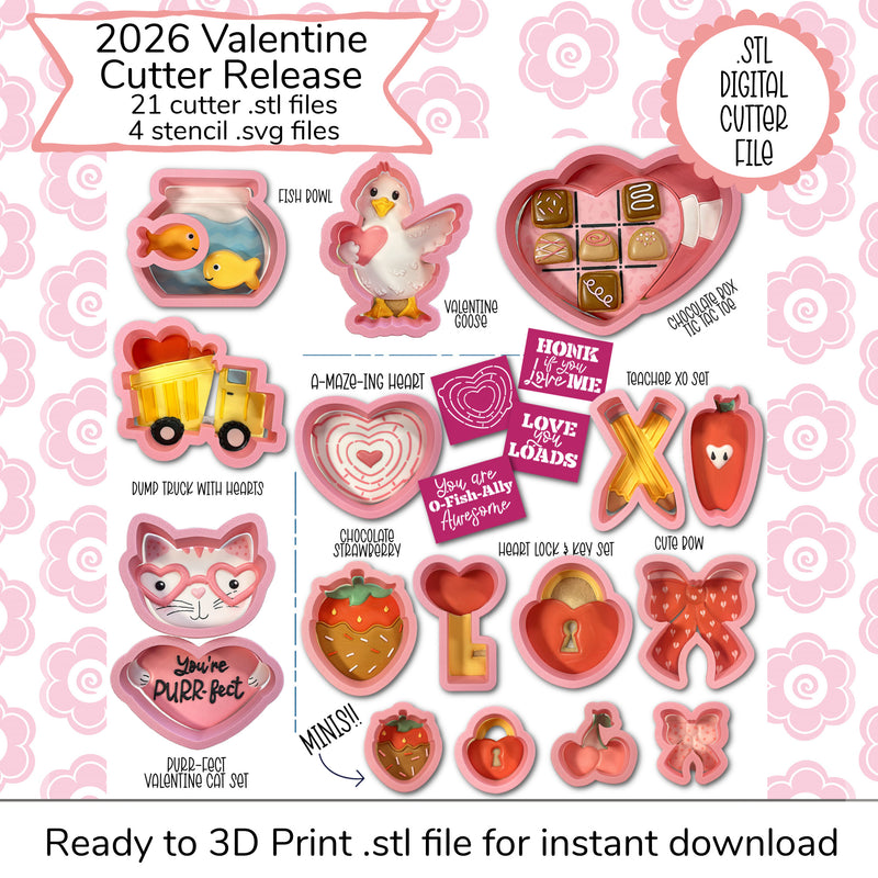 Valentine 2026 Cutter Set STL File (digital file)