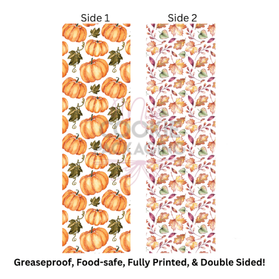 Watercolor Leaves & Pumpkins Cookie BAG Backer Card - 2.625