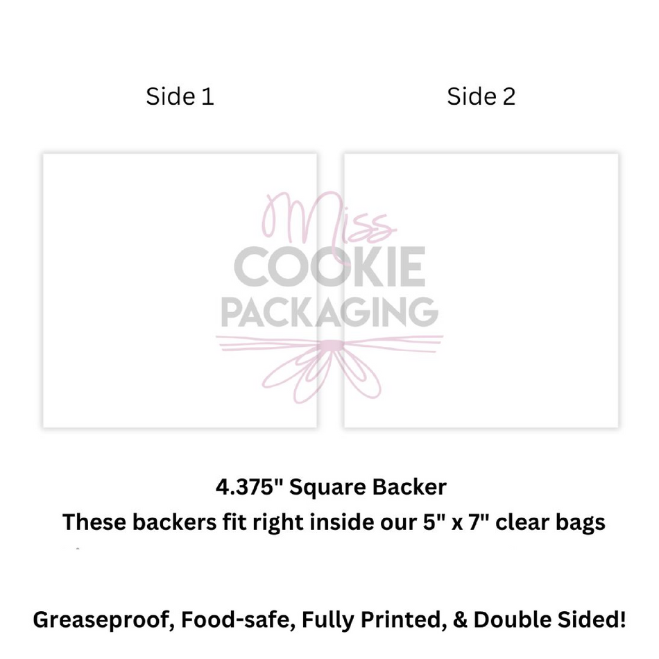 White Cookie BAG Backer Card - 4.375″ x 4.375″- QTY 25 - Image 1 of 1