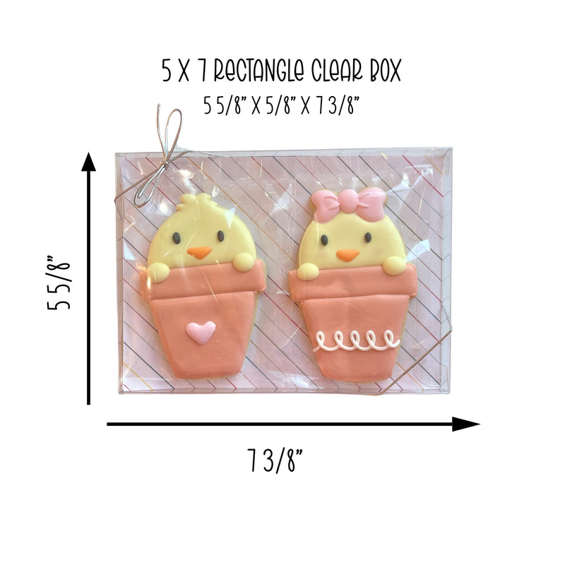 5 x 7 Rectangle Clear Cookie Box - 25 BOXES - 5 3/8" x 5/8" x 7 3/8"