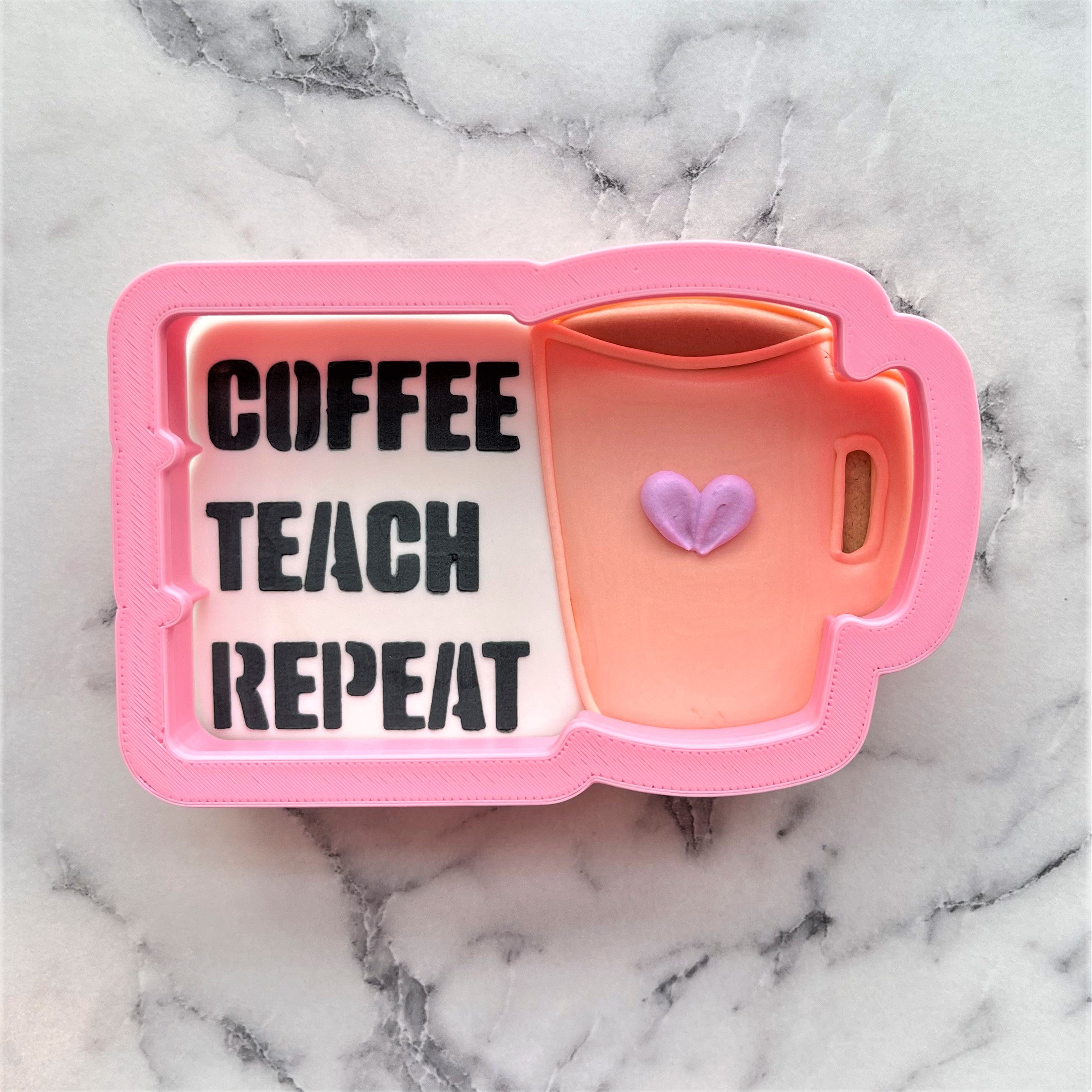 Coffee Teach Repeat Cookie Cutter with Stencil