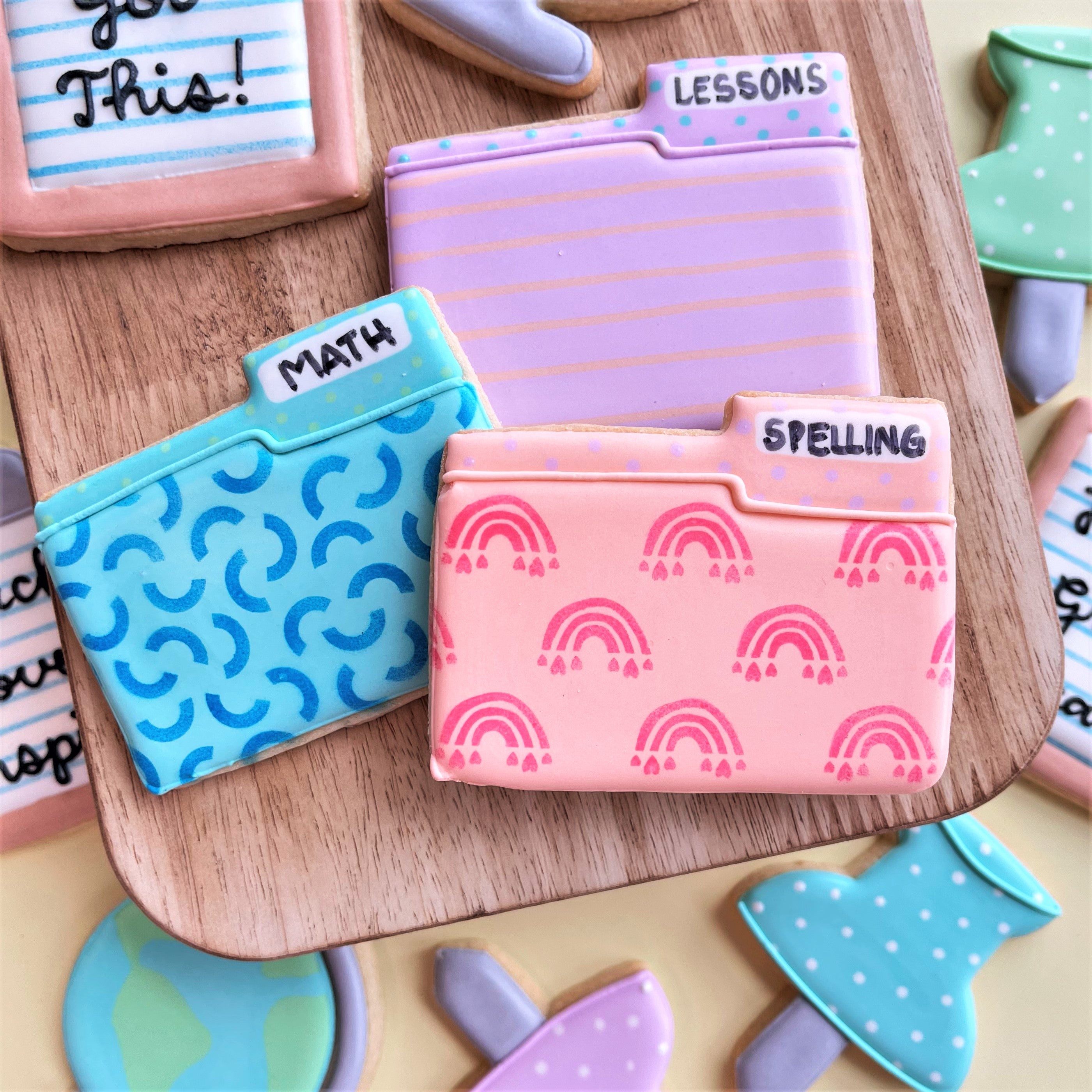 Teacher School Tools Cookie Cutter Set with Stencil