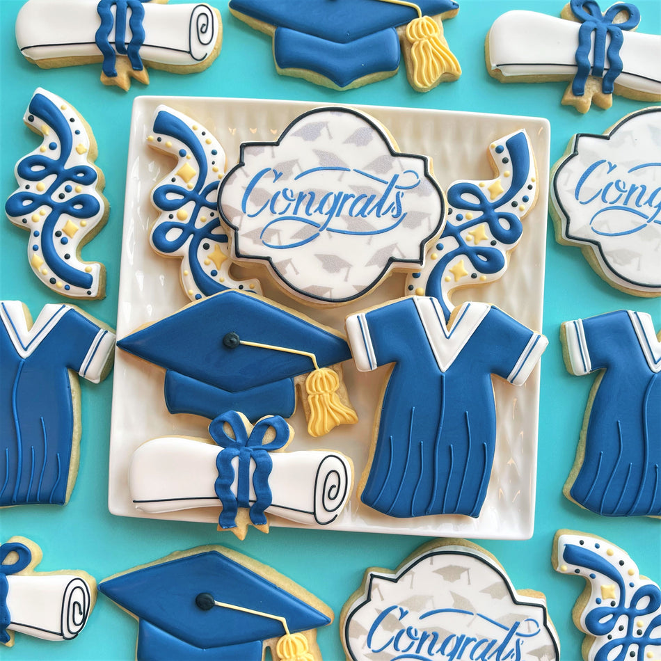 Graduation Background Stencil for Cookies
