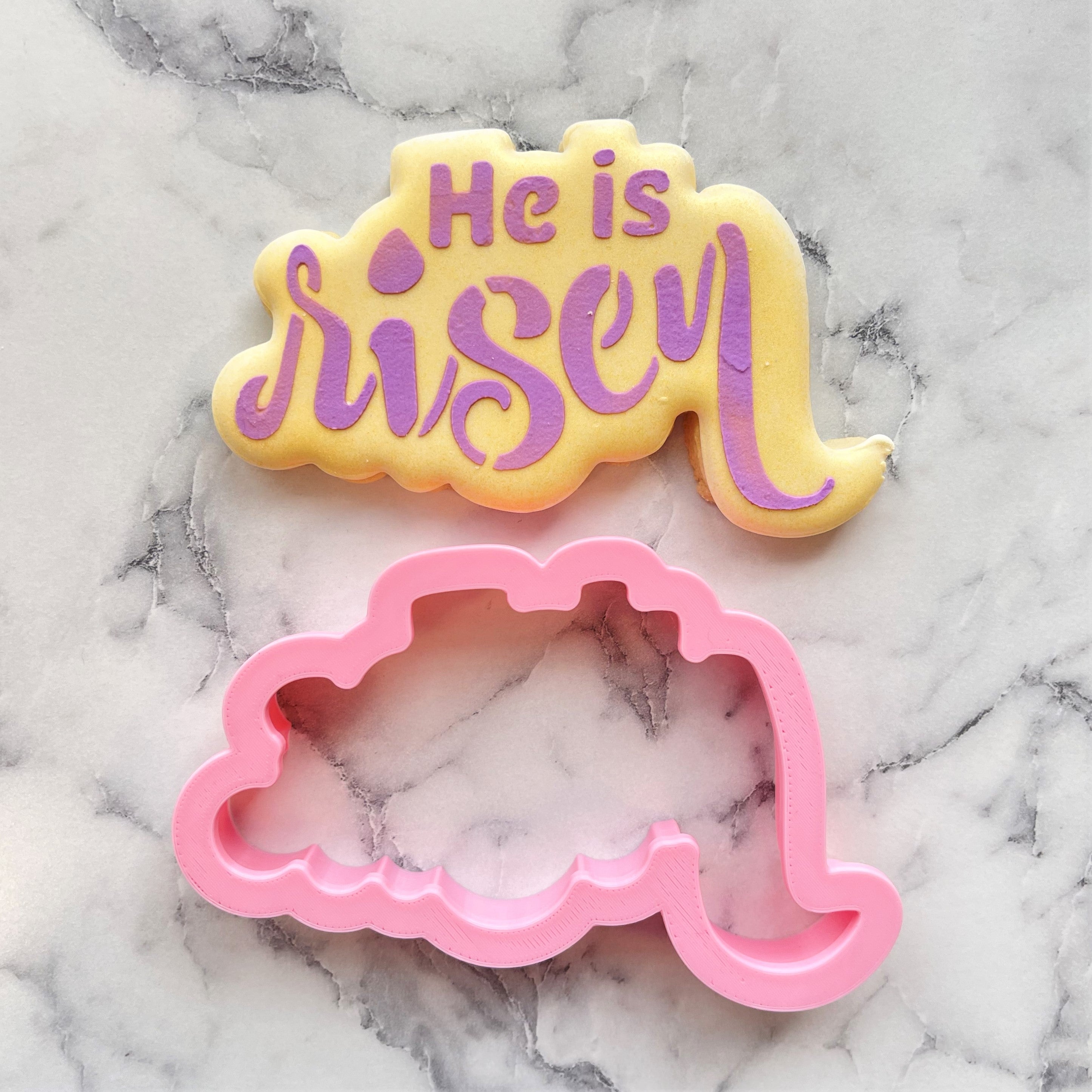 He is Risen Plaque Cookie Cutter with Stencil ONLY