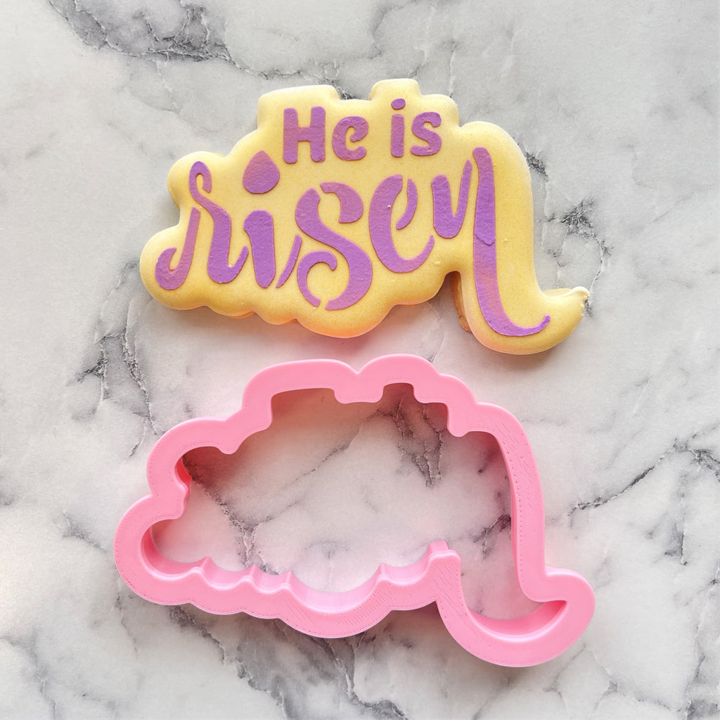 He is Risen Plaque Cookie Cutter with Stencil ONLY