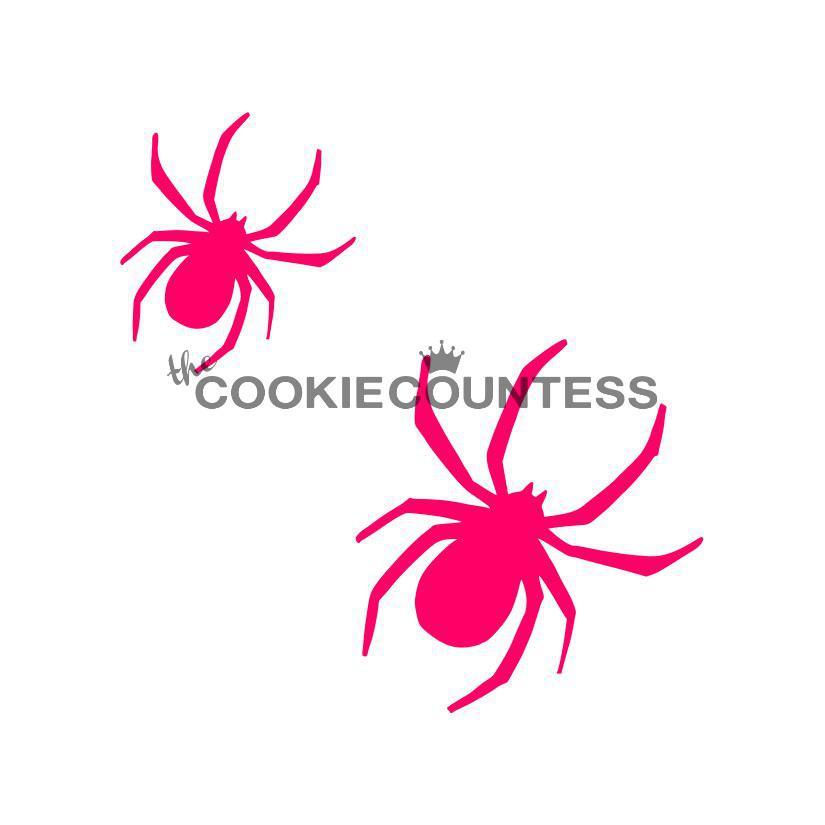 Vibrant pink spider stencil decals featuring a crown accent on one spider for decorative use