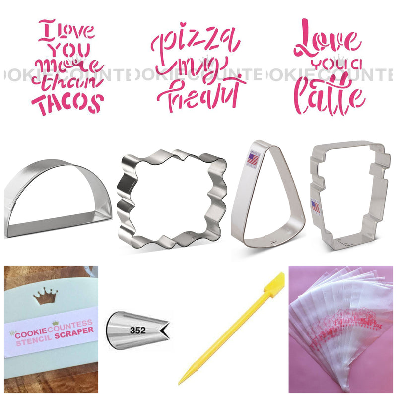 Taco Pizza Latte Valentine's Cookie Decorating Kit