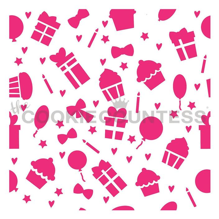 Birthday Icon Pattern Stencil
