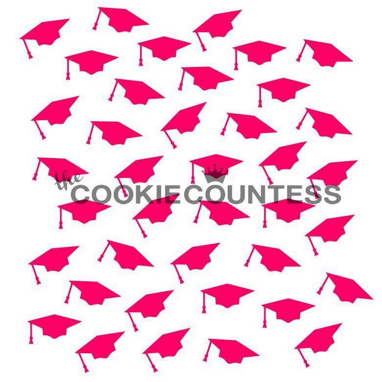 Graduation Caps Repeat Stencil