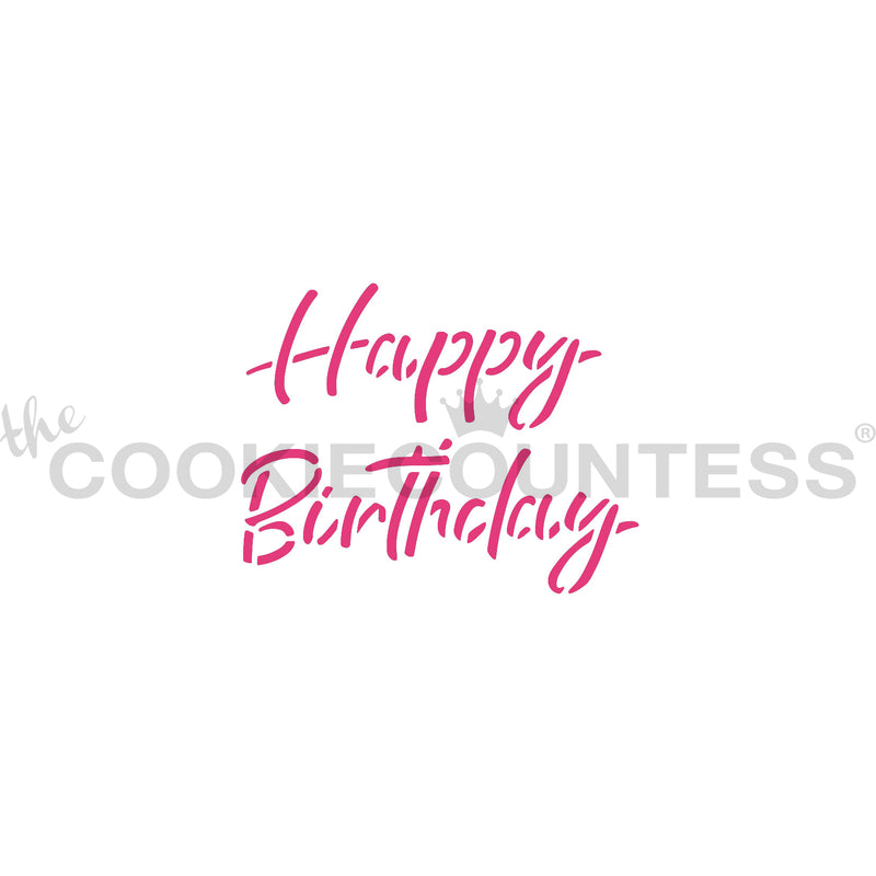 Happy Birthday Script Stencil