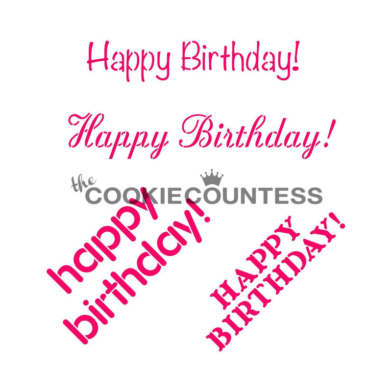 Happy Birthday Phrases Stencil