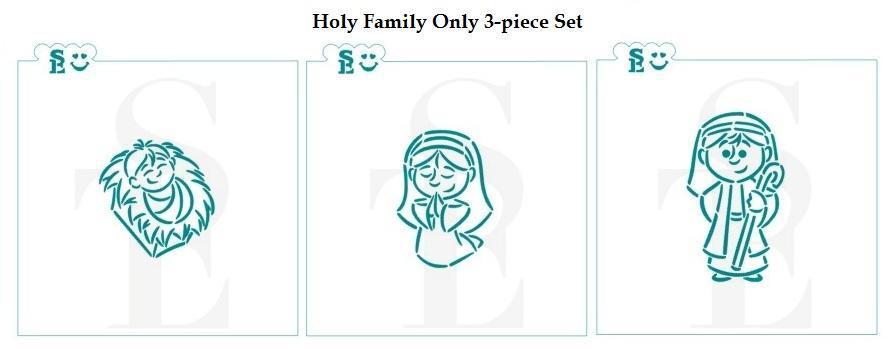Teal line art stencil set depicting the holy family for nativity pyo se craft and decoration projects