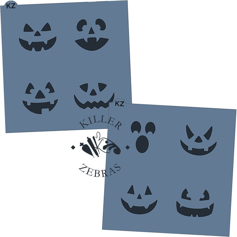 Jack-o-Lantern Faces 2pc KZ Stencil Set