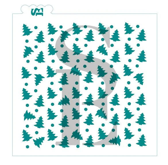 Scattered Tree with Snow Background SE Stencil