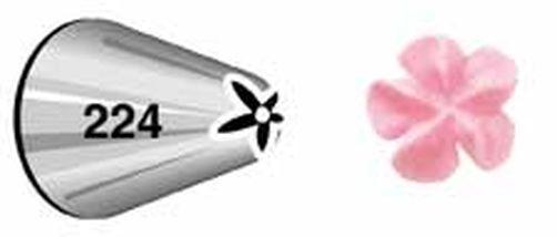 Pink flower-shaped icing tip wilton tip 224 for drop flower decorating made of durable metal