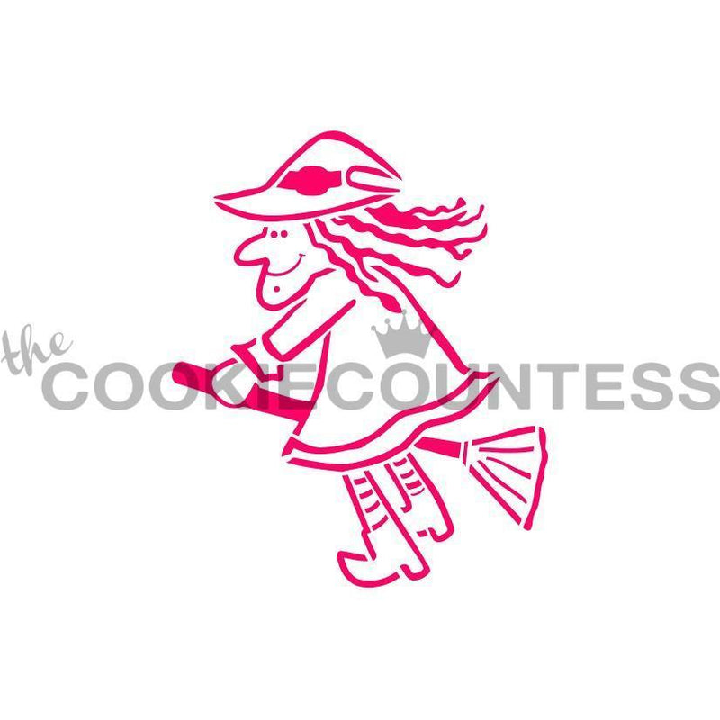 Witch on a Broom PYO Stencil